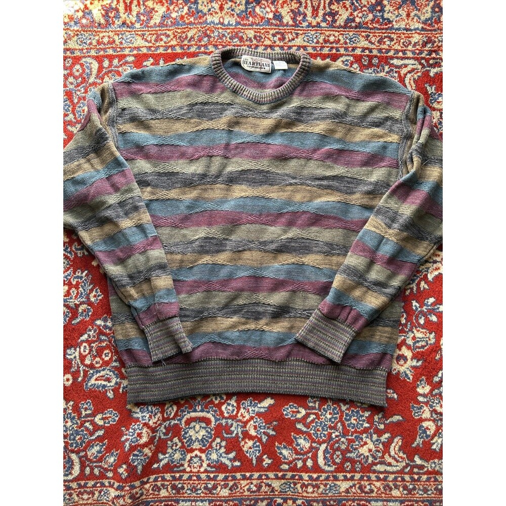 VINTAGE The Heartland Company Sweater Men Large Pullover Grandpa Cotton 3D